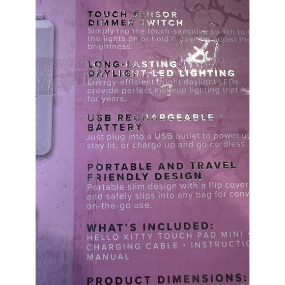 IMPRESSIONS HELLO KITTY TOUCH PAD MINI TRI-TONE LED MAKEUP MIRROR NEW - Picture 9 of 11